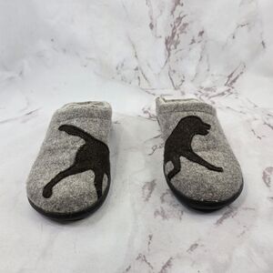 LL Bean Slippers Women 7 Gray Brown Dog Wool Felted Slip On Clog Daybreak